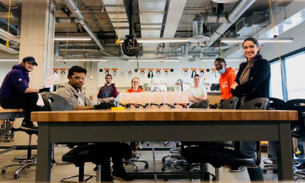 CEED volunteers next to their 3d printed face shields