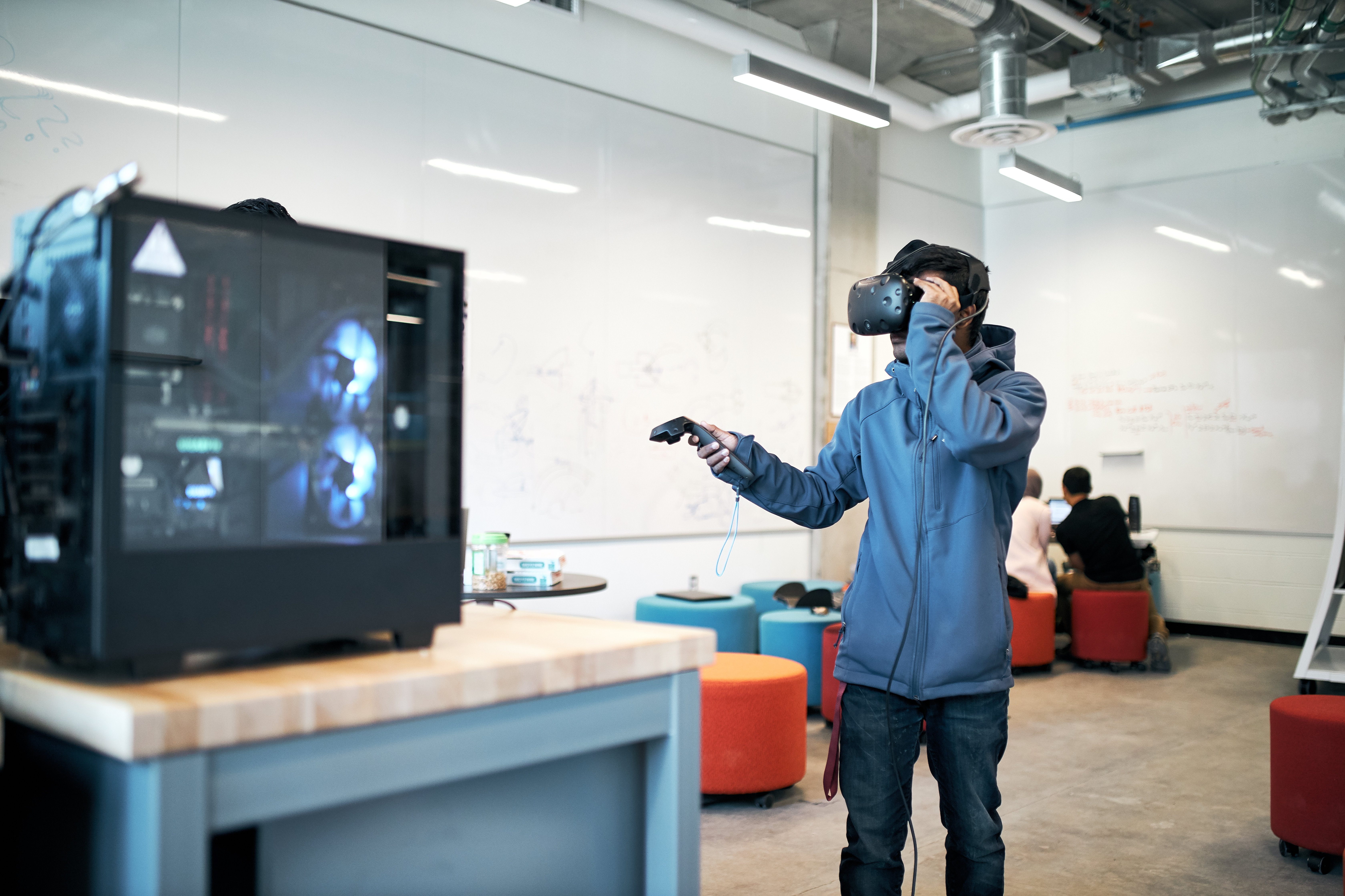 Student using VR headset